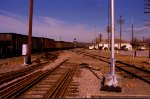 The view northbound . The severed track was the main, the track on the right was the house track